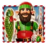 Fishing rod symbol wrapped in festive ribbon